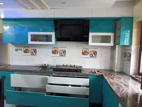 Scratch Resistant Glossy Finish Modern And Stylish Look Strong Wooden Modular Kitchen No Assembly Required