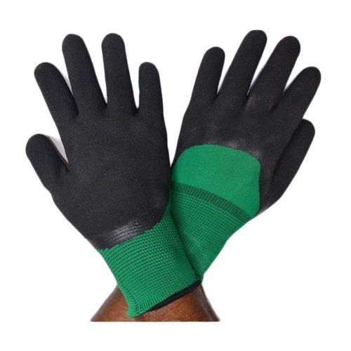 Cotton Highly Protective And 100% Good Quality Of Black And Green Latex Coated Gloves For Industrial Purpose