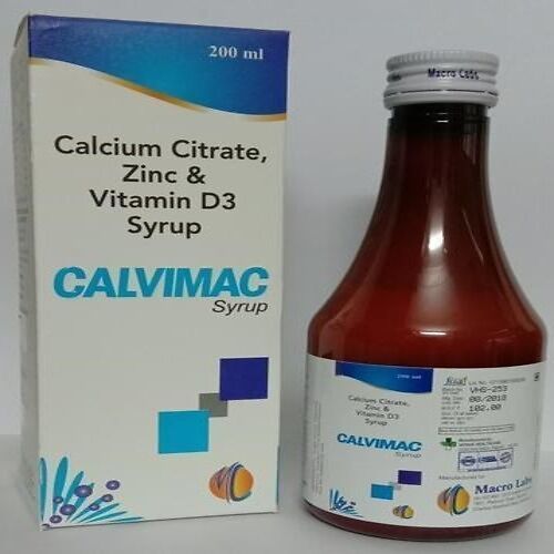  कैल्विमैक कैल्शियम साइट्रेट, जिंक और विटामिन D3 सिरप 