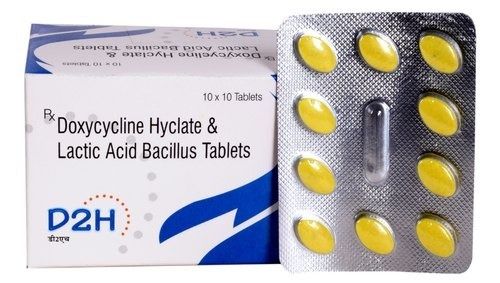 D2H Doxycycline Hyclate And Lactic Acid Bacillus Tablets, 10X10 Tablets Blister Pack General Medicines