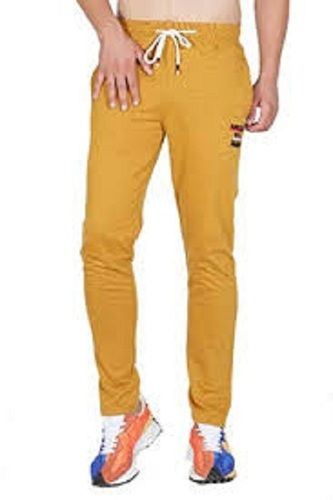 Washable Men'S Light Weight Regular Fit Full Length Breathable Yellow Plain Lower