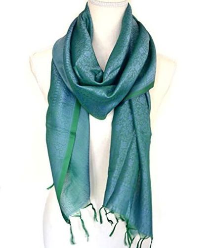 Traditional Elegant Fabric Lightweight Green Silk Stole 