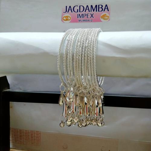 Women Party Wear Light Weighted Silver Plated Artificial White Designer Bangles