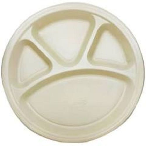 White Environmentally Friendly Compartment Bagasse Round Plate For Party Events