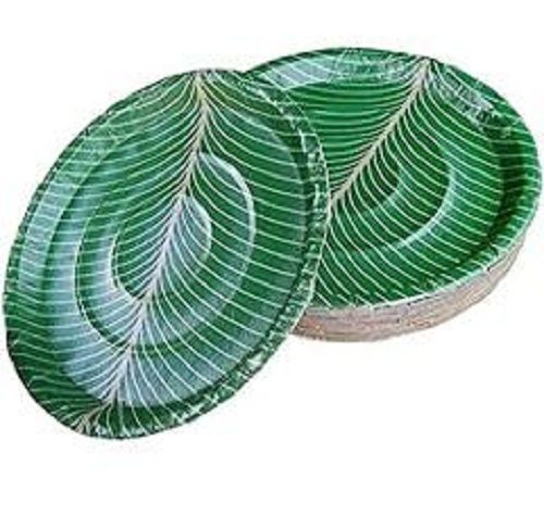 Environment Friendly And Stylish Green Disposable Paper Plate For Party Event Size: 7-8 Inch