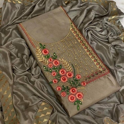 Indian Color Brown Designer Unstitched Suits Beautiful Pattern High Quality Fabric