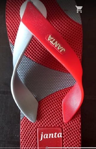 Fabric Men Comfortable Light Weight Flip Flop Red And Grey Rubber Slipper