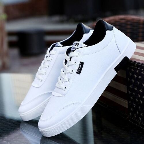 White Color Stylish Casual Shoes For Men Decoration Material: Laces at ...