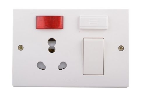 White Anchor Polycarbonate Modular Electrical Switch Board, With 20 A Three Pin Socket