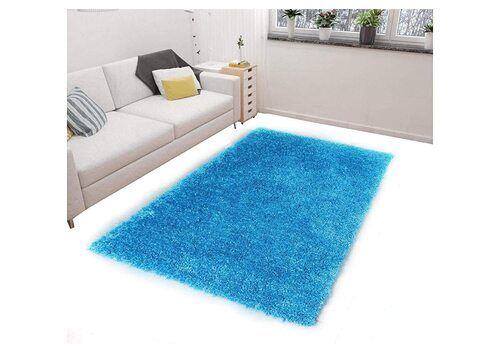 Plain Blue And Durable Helps Keep Your Floor Clean Handlloom Anti Skid Rubber Mat Waterproof