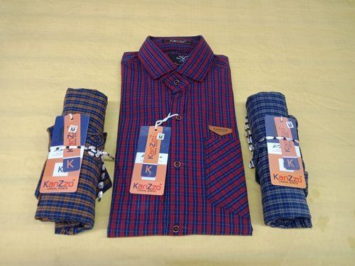 Men Straight Collar Full Sleeves Highly Breathable Multicolor Cotton Check Casual Shirt Gender: Boy