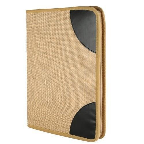 Natural Jute A4 File Folder - Lightweight, Zipper Closure | Eco-Friendly Storage for Documents, Portfolio, and Reports
