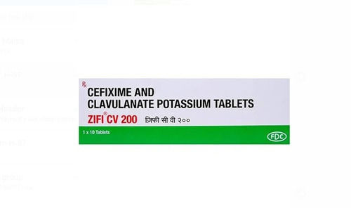 Zifi Cv 200 Cefixime और Clavulanate पोटेशियम टैबलेट 1X10 टैबलेट पैक सामान्य दवाएं 