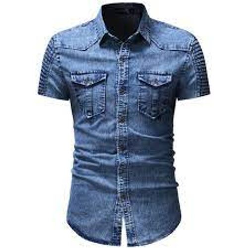 Half Sleeves Blue Colour Denim Casual Shirt  Age Group: 25 To 35