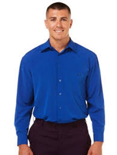 Men'S Plain Slim Fit Formal Deep Blue Shirt  Age Group: Above 18