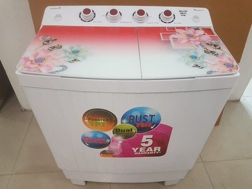 Top Loading Semi Automatic White And Red Floral Printed Washing Machine