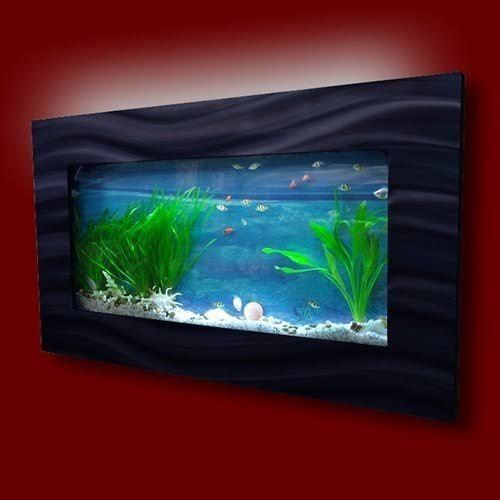 White Beautiful And Stylish Rectangular Transparent Glass Wall Mounted Fish Aquarium Tank 