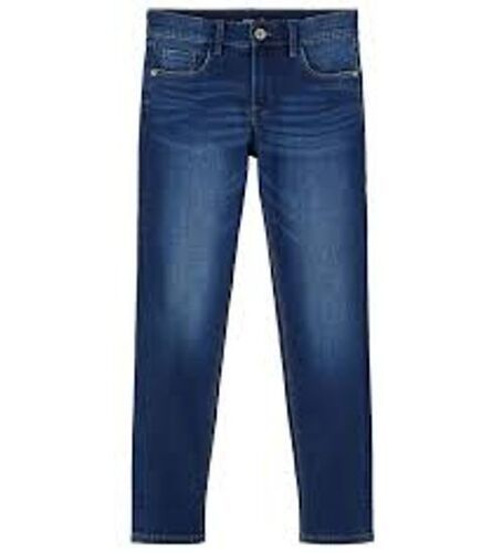 Blue Coloured Ankle Crop Men'S Cotton Jeans 
