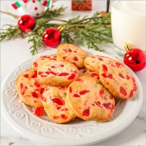 Round Shape Semi Soft Gluten Free Fruity And Chocolate Flavor Sweet Tasty Cherry Biscuit 