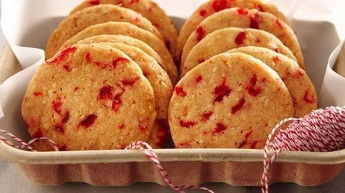 Semi Soft Yummy Tasty Delicious Crispy Round Shape Cherry Biscuit 