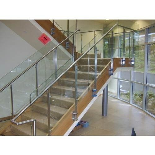 Stainless Steel Glass Railing For Hotel And Home Usage, Modern And Polished