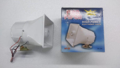 White Plastic Body Pied Piper High Power Electronic Siren With 12 Watt Power Detection Range: 10M