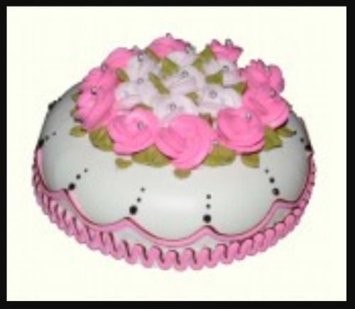 1kg Eggless Delicious Rich Natural Sweet Taste Mouth Watering Round White And Pink Pineapple Cake For Parties