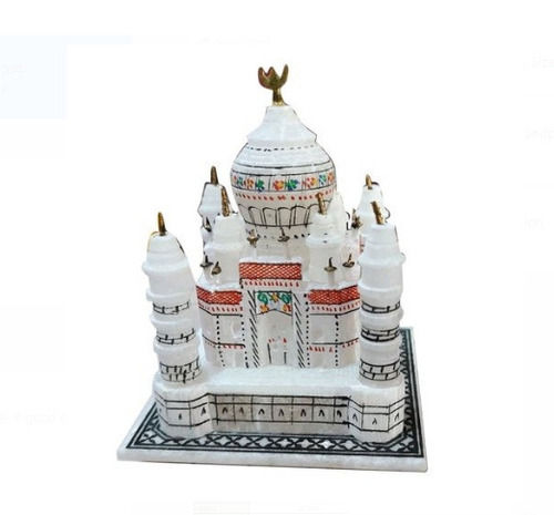 Attractive White Marble Square Taj Mahal Model For Indoor Decorating, Size 5 Inch 