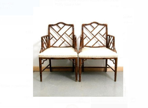 Wood Brown Antique Wooden Furniture 2 Arm Chairs, Height 37 Inch Width 17 Inch