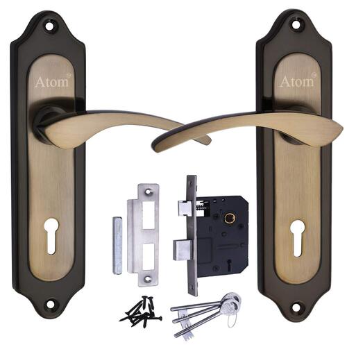 White Double Stage Lock Set Handle Door Set, With Lock Body, For Home And Office