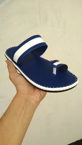 Summer Leather And Plush Beads Mens Blue Fancy Flip Flop