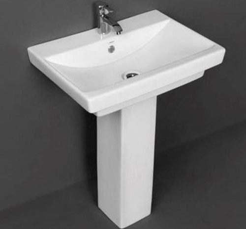 Highly Durable White Ceramic Pedestal Wash Basin, Square Shape, With 40 X 79 X 40 Cm Size