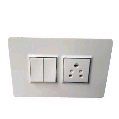 White Polycarbonate Modular Switch With Socket Combination And Rated Current 10 Ampere Mechanical Life: 1 Years