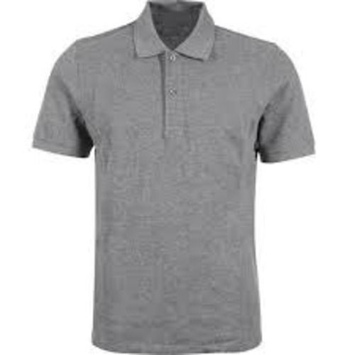 Comfortable Grey Casual Wear Half Sleeves Cotton Collared T Shirt For Men