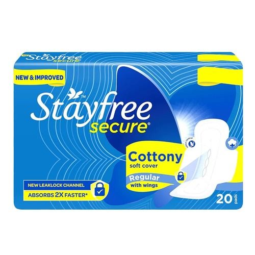 New Leaklock Channel Stayfree Secure Cottony Soft Cover Regular Pads With Wings For Women
