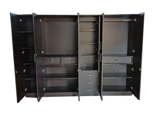 Black Strong Eco Friendly Water Resistant 5 Modular Wooden Wardrobe With Locker