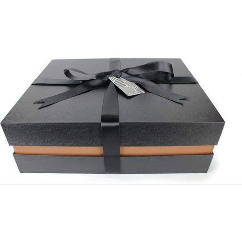 Rectangulor Simple Stylish And Trendy Black And Brown Plain Square Shape Cardboard Fancy Gift Box