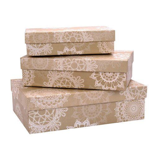 Rectangulor Hardboard Rectangular Shape Brown Colour Printed Simple Stylish And Trendy Premium Gift Box