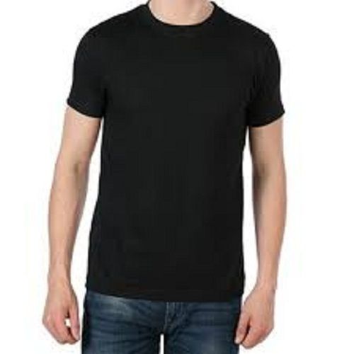 Casual Wear And Plain Black Half Sleeve Round Neck Breathable Skin Friendly Wrinkle Free T Shirts