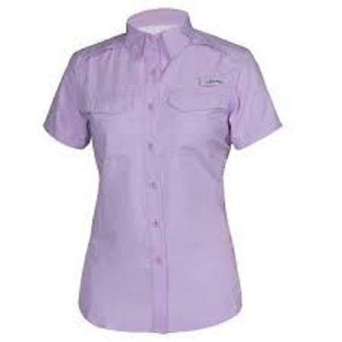 Comfortable And Breathable Short Sleeve Casual Ladies Shirt Collar Style: Straight