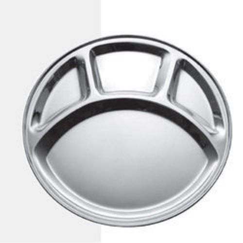 Easy To Clean And Glossy Finish 4 Compartment Silver Stainless Steel Dinner Plate Usage: Kitchen