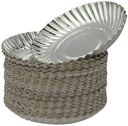 Eco Friendly Round Disposable Plates For Party Silver Coated Paper Plate 