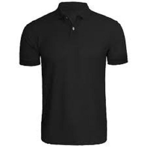 Mens Regular Fit And Breathable Short Sleeve With Collar Neck Plain Black T - Shirt