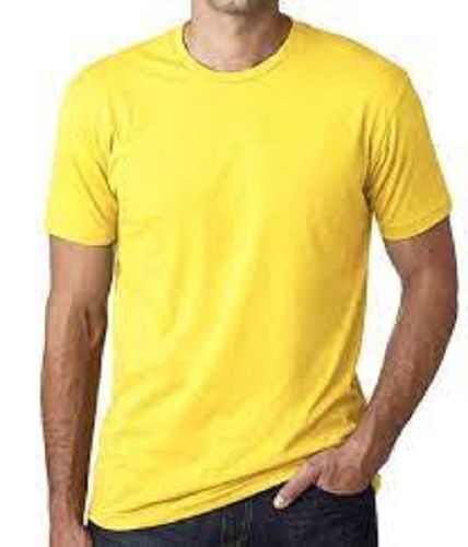 Skin Friendly Casual Wear Yellow Round Neck Plain Short Sleeves Mens T Shirts Age Group: 20-25