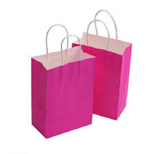 Pink 8 X 10 - 16 X 20 Inches Disposable Size Plain Paper Bags For Shopping Use