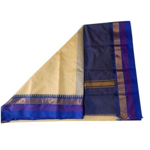 Silk Beautiful Lightweight And Comfortable Blue Banarasi Cotton Saree