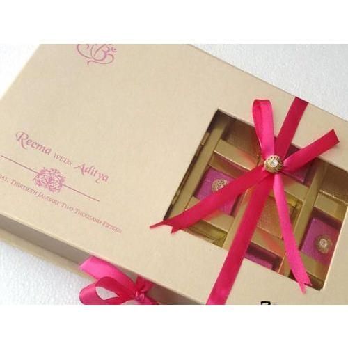 Rectangular Benefits Pink Ribbon Wedding Chocolate Box 