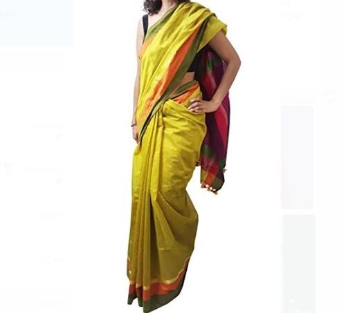 महिलाओं के लिए आरामदायक और धोने योग्य हल्के वज़न की कॉटन सिल्क साड़ी ब्लाउज़ पीस के साथ