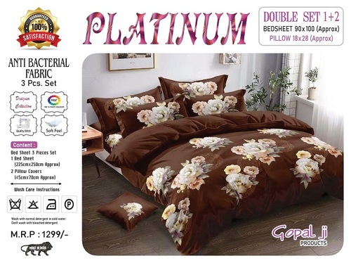 Platinum Glace Cotton Double Bedsheet & Pillow Cover