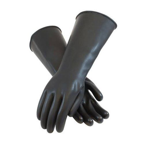 Black Reusable And Powder Free Full Finger Industrial Rubber Gloves